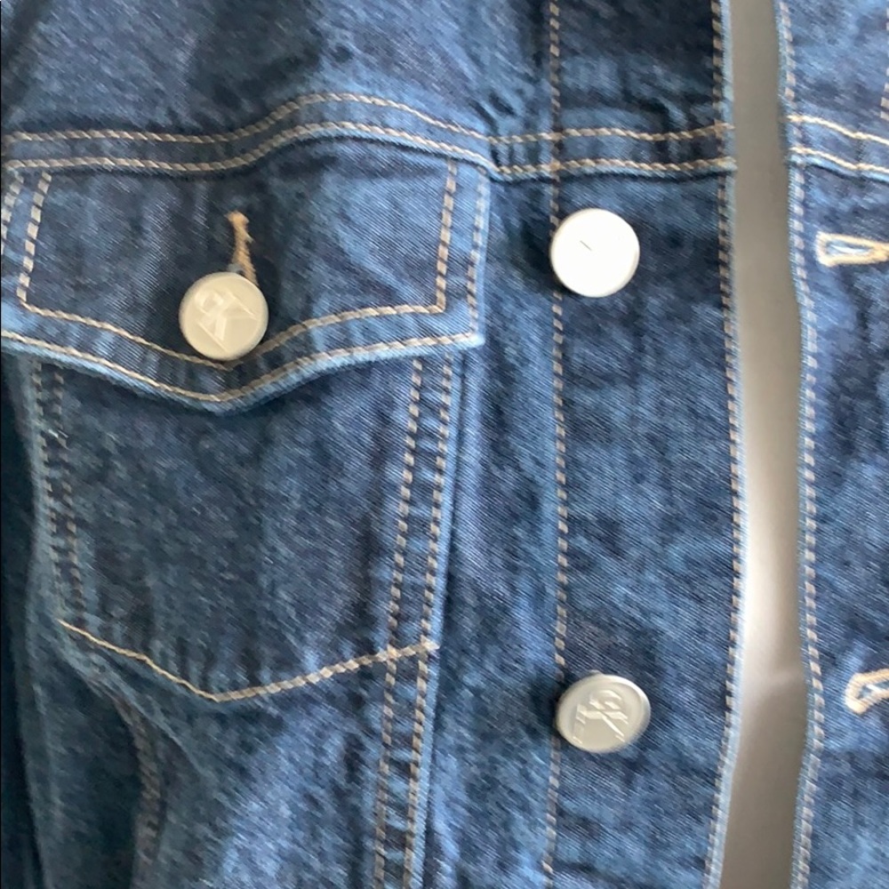 Calvin Klein darker wash blue jean jacket - Picture 3 of 7